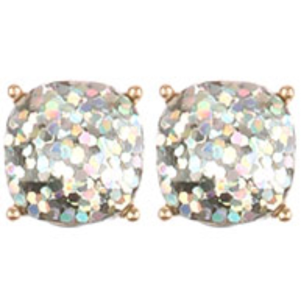 Silver glitter earrings